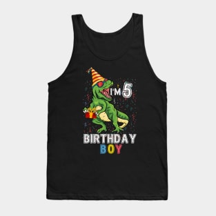 5 Year Old Funny 5th Birthday Boy T Rex Dinosaur Tank Top